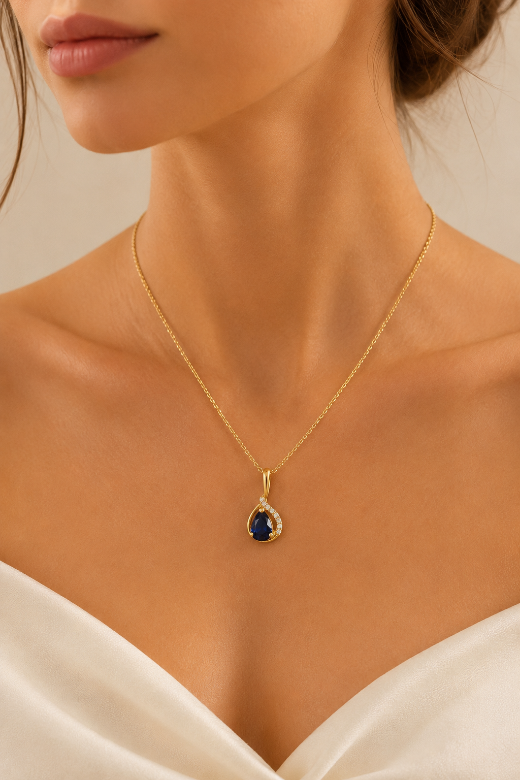 Blue Drop Pendant Necklace – 925 Sterling Silver | Belumiee
