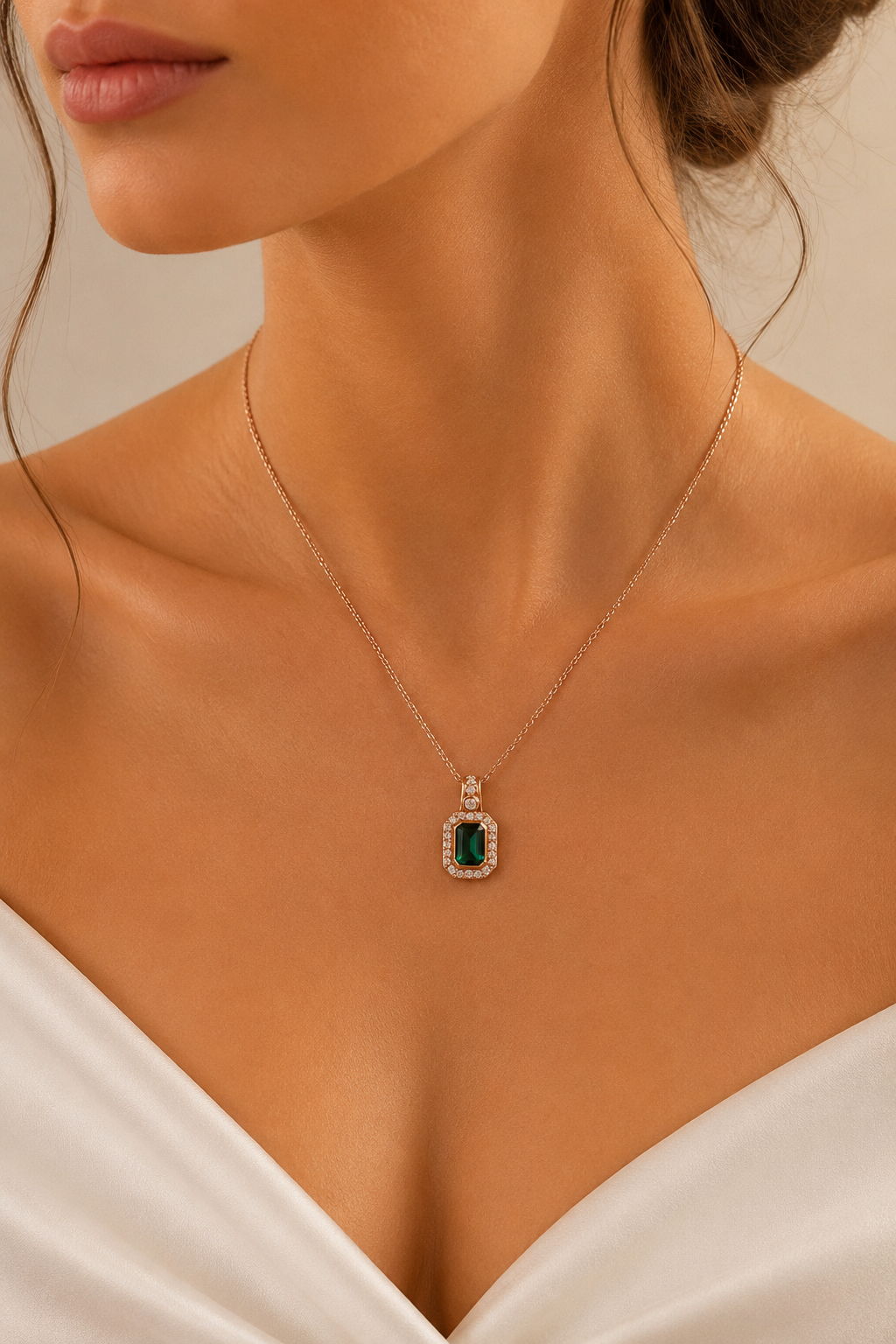 Green Stone Pendant Necklace – 925 Sterling Silver | Belumiee