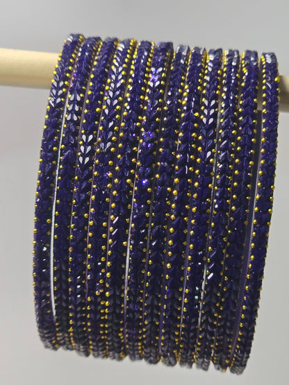 Heart Beats Pastel Montana glass bangle set with gold-dot heart detailing