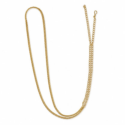 Minimalist triple-strand gold-tone hip chain with hook and adjustable extension