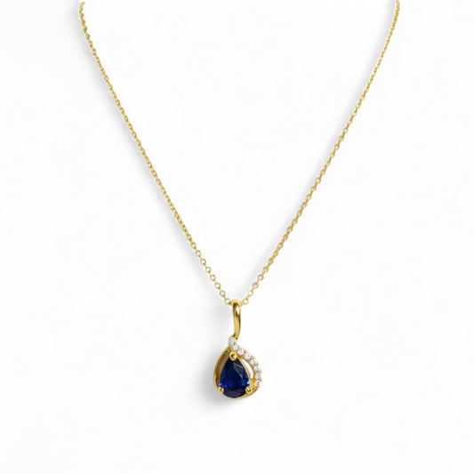 Blue Drop Pendant Necklace – 925 Sterling Silver | Belumiee