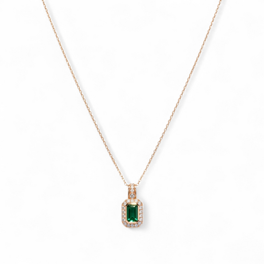 Green Stone Pendant Necklace – 925 Sterling Silver | Belumiee