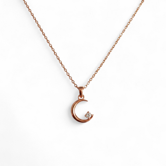 Moon & Star Pendant Necklace – 925 Sterling Silver | Belumiee