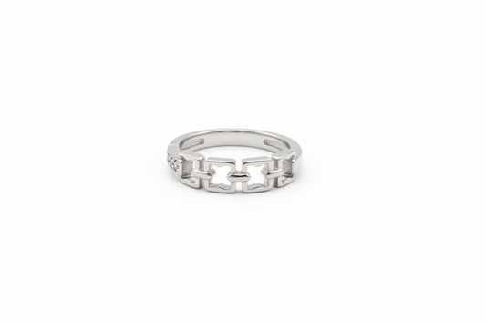 Chain Link Pave Ring - 925 Sterling Silver | Belumiee