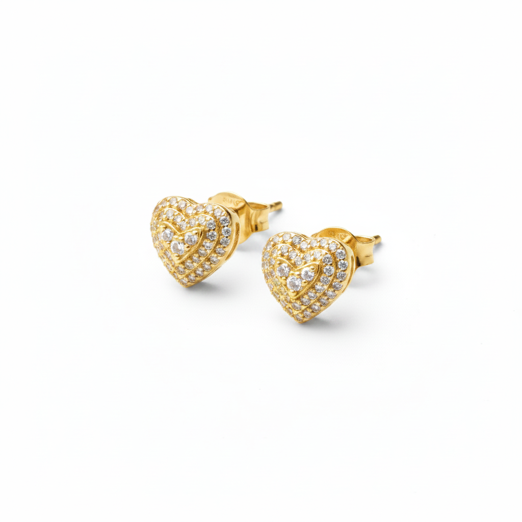Heart Stud Earrings – 925 Sterling Silver | Belumiee