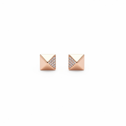 Pyramid Shaped Stud Earrings – 925 Sterling Silver | Belumiee