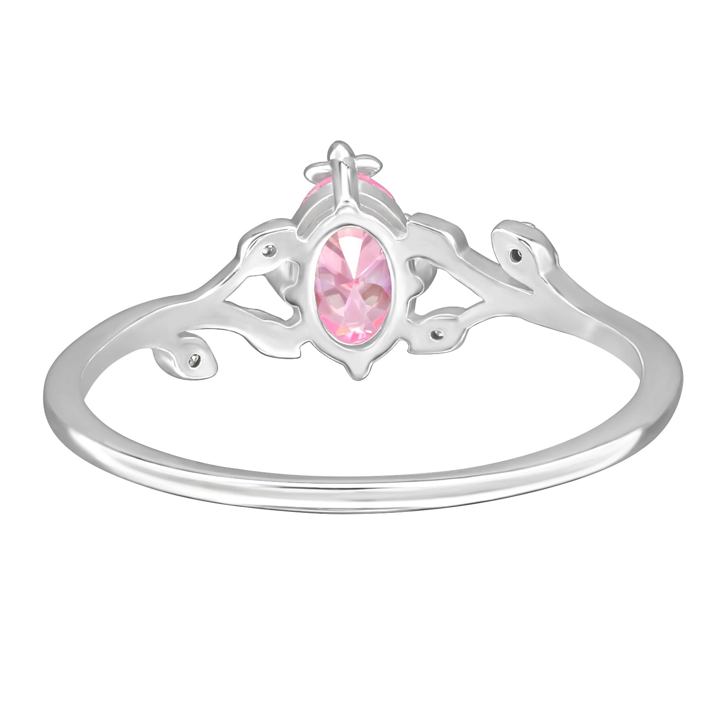 Flower Ring with Pink Marquise CZ – 925 Sterling Silver | Belumiee