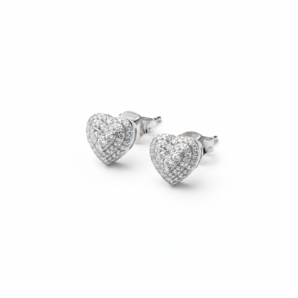 Heart Stud Earrings – 925 Sterling Silver | Belumiee