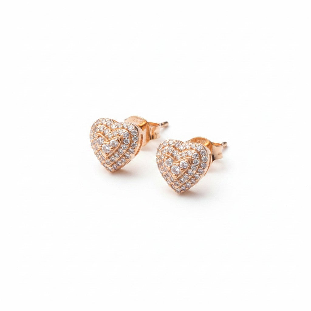 Heart Stud Earrings – 925 Sterling Silver | Belumiee