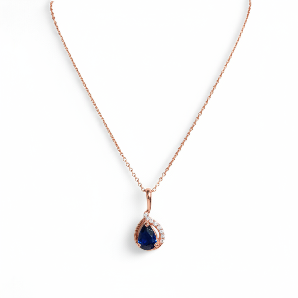 Blue Drop Pendant Necklace – 925 Sterling Silver | Belumiee